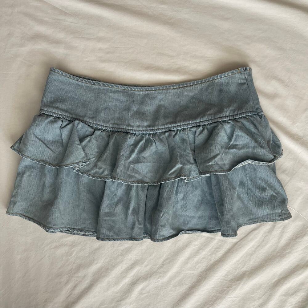 Y2K Tiered Ruffle Mini Skirt Medium